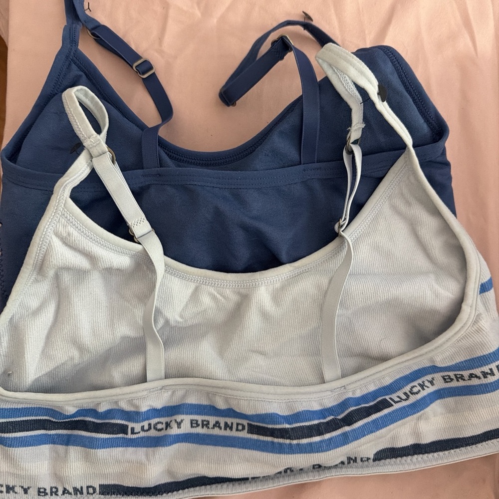 Lucky Brand Two-Pack Bralettes in Navy and Light Gray